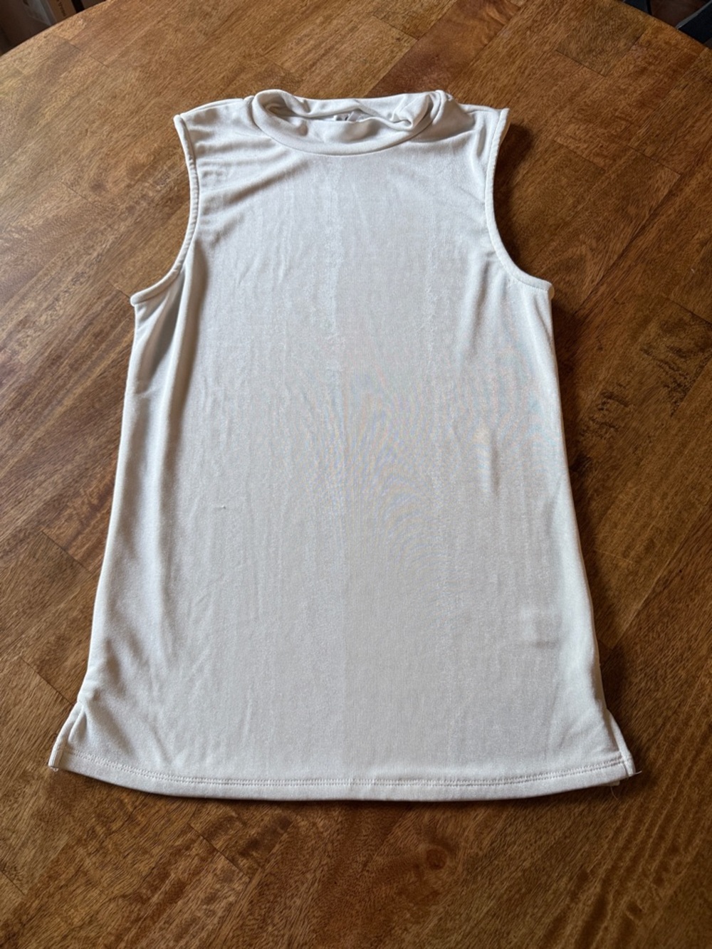 Good American Cream Mock Neck Sleeveless Tank